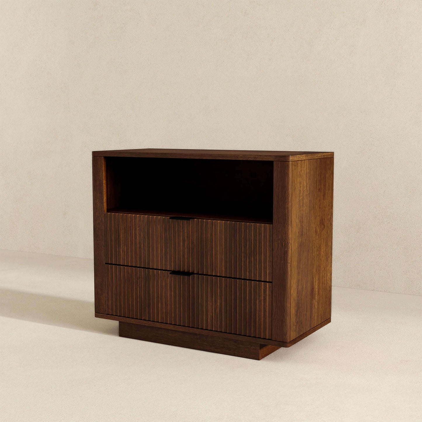 Lola Mid Century Modern Walnut Nightstand