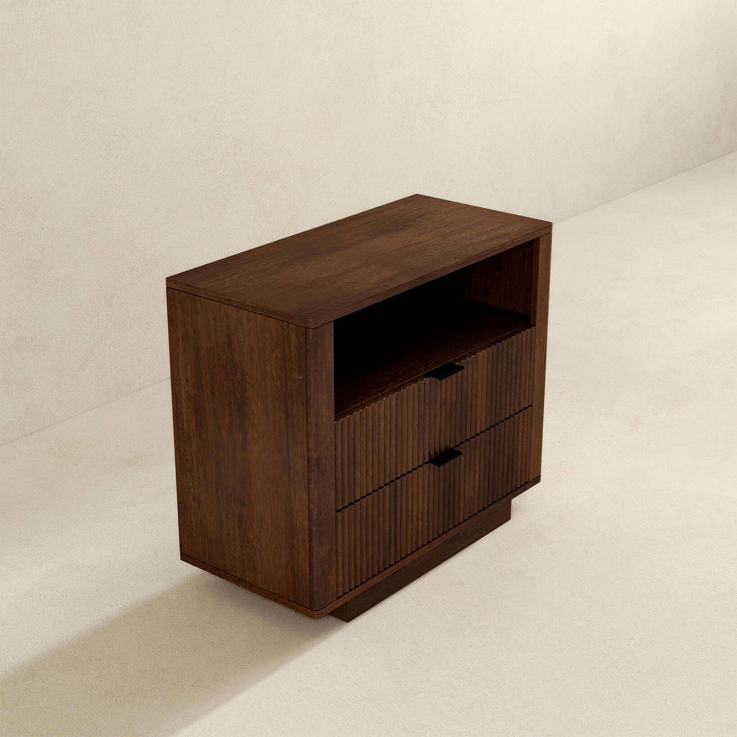 Lola Mid Century Modern Walnut Nightstand