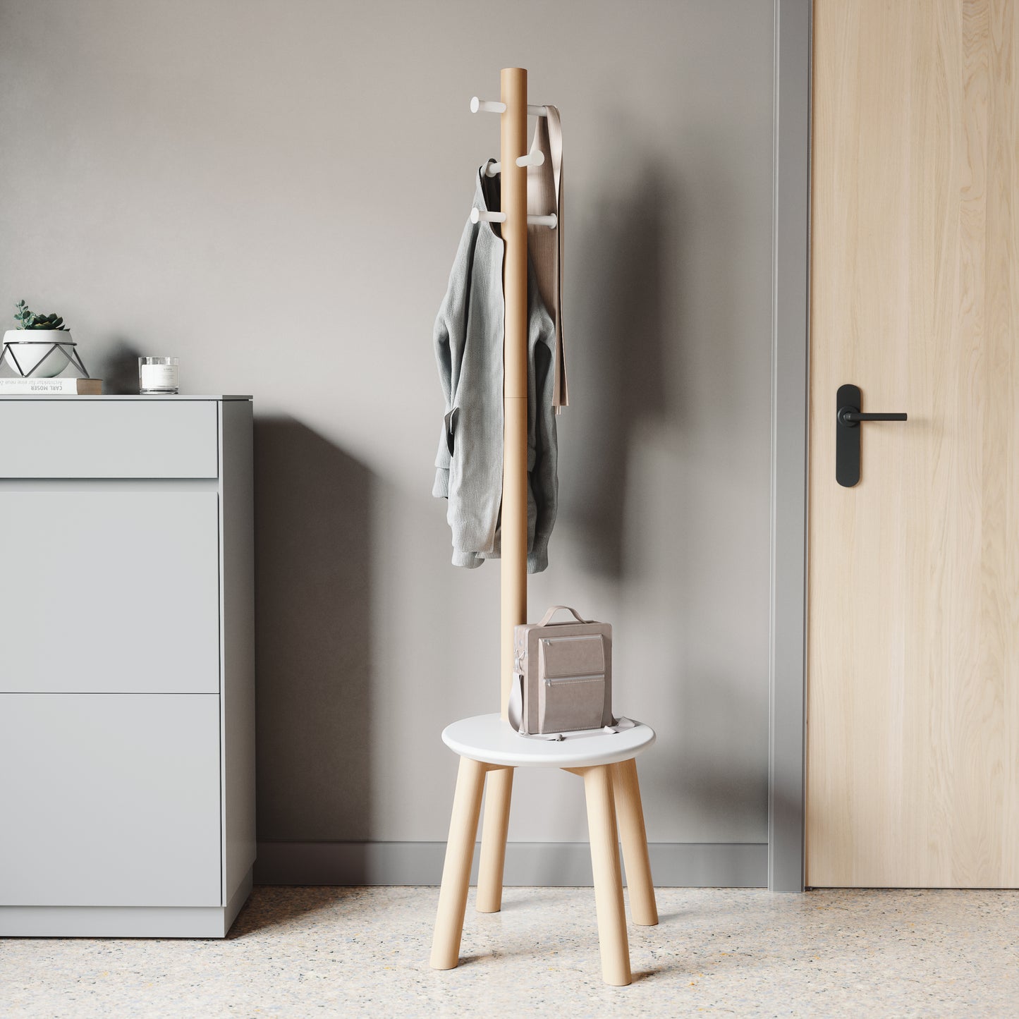 Pillar Stool and Coatrack