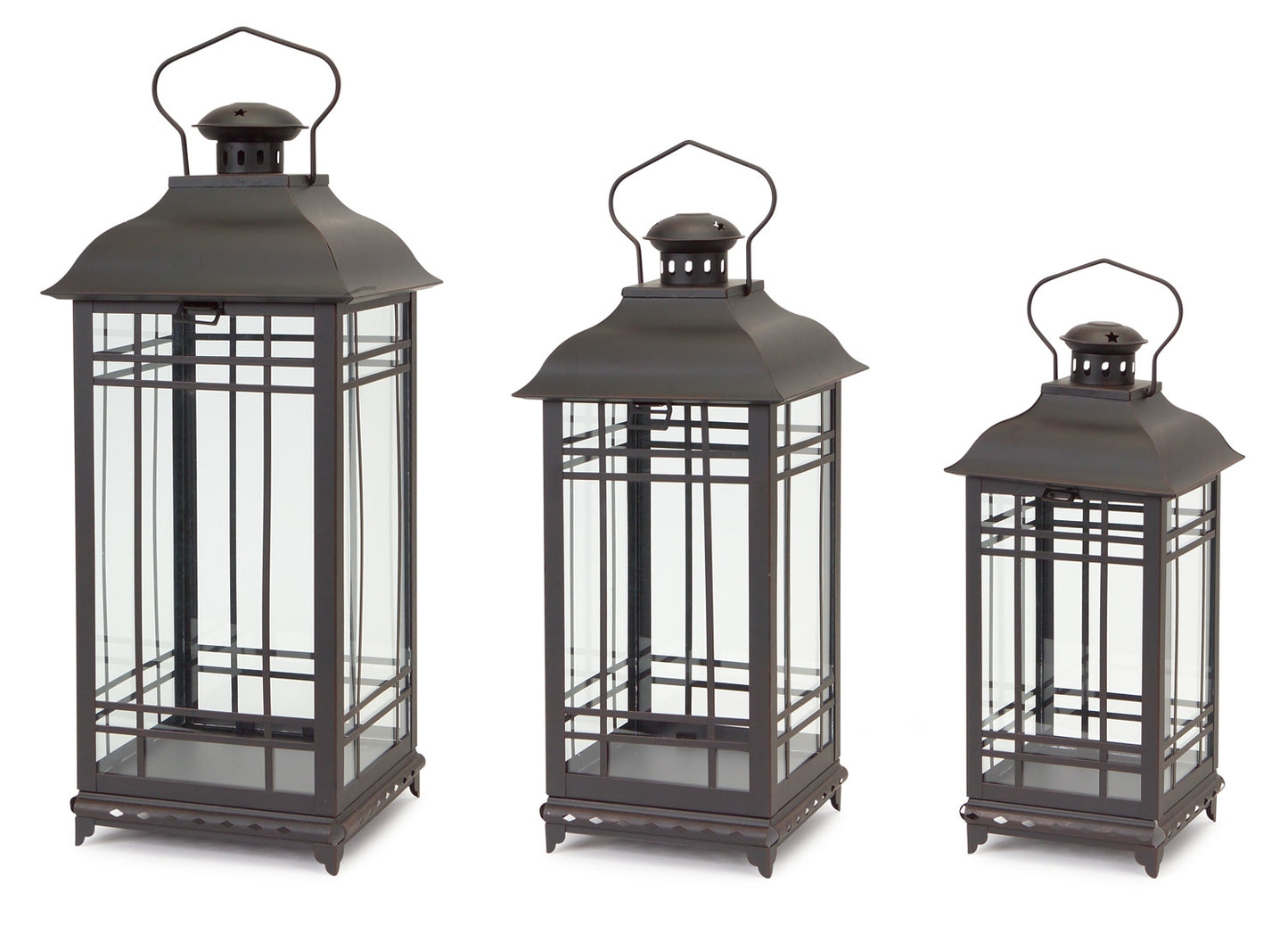 Traditional Black Metal Lantern Set