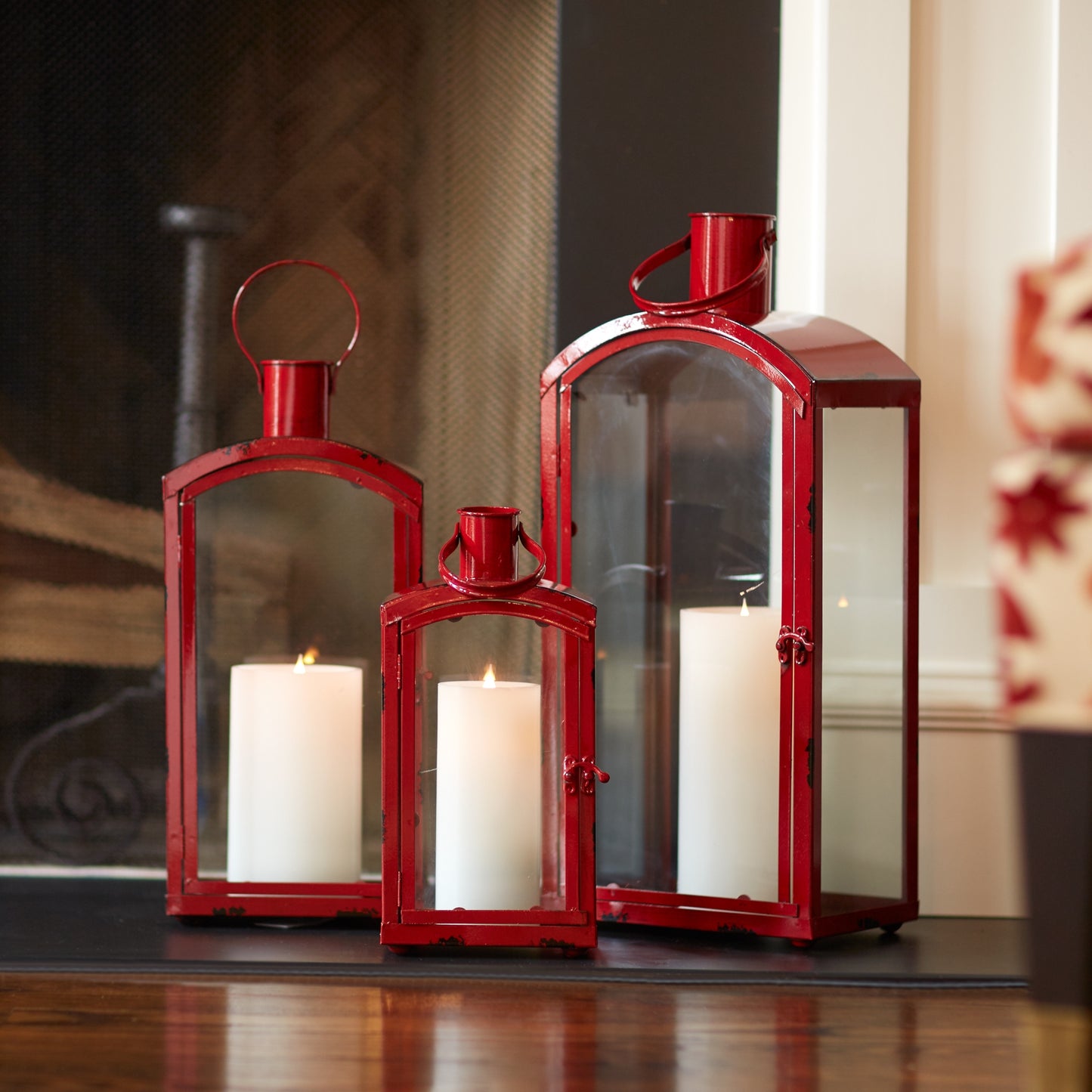 Rustic Red Curved Top Lantern