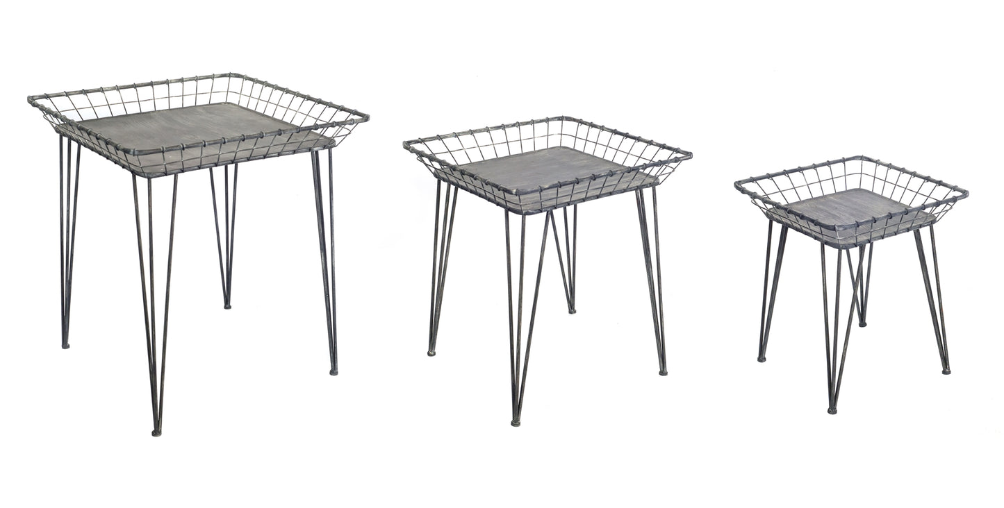 Metal Basket Tray Table Set