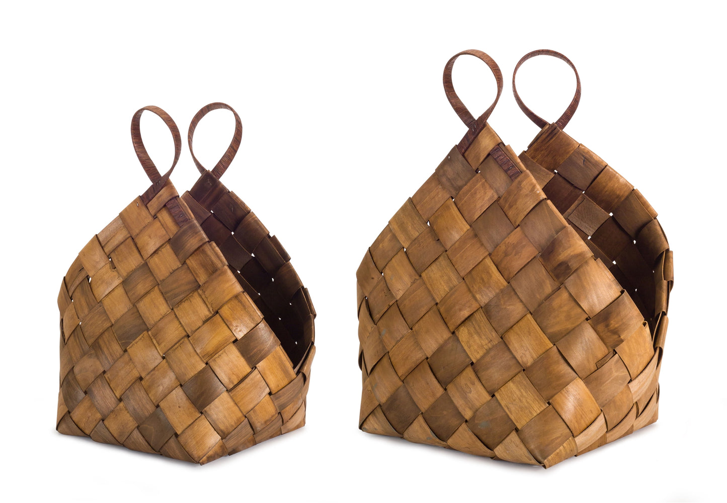 Woven Metasequoia Wood Basket with Handle Set