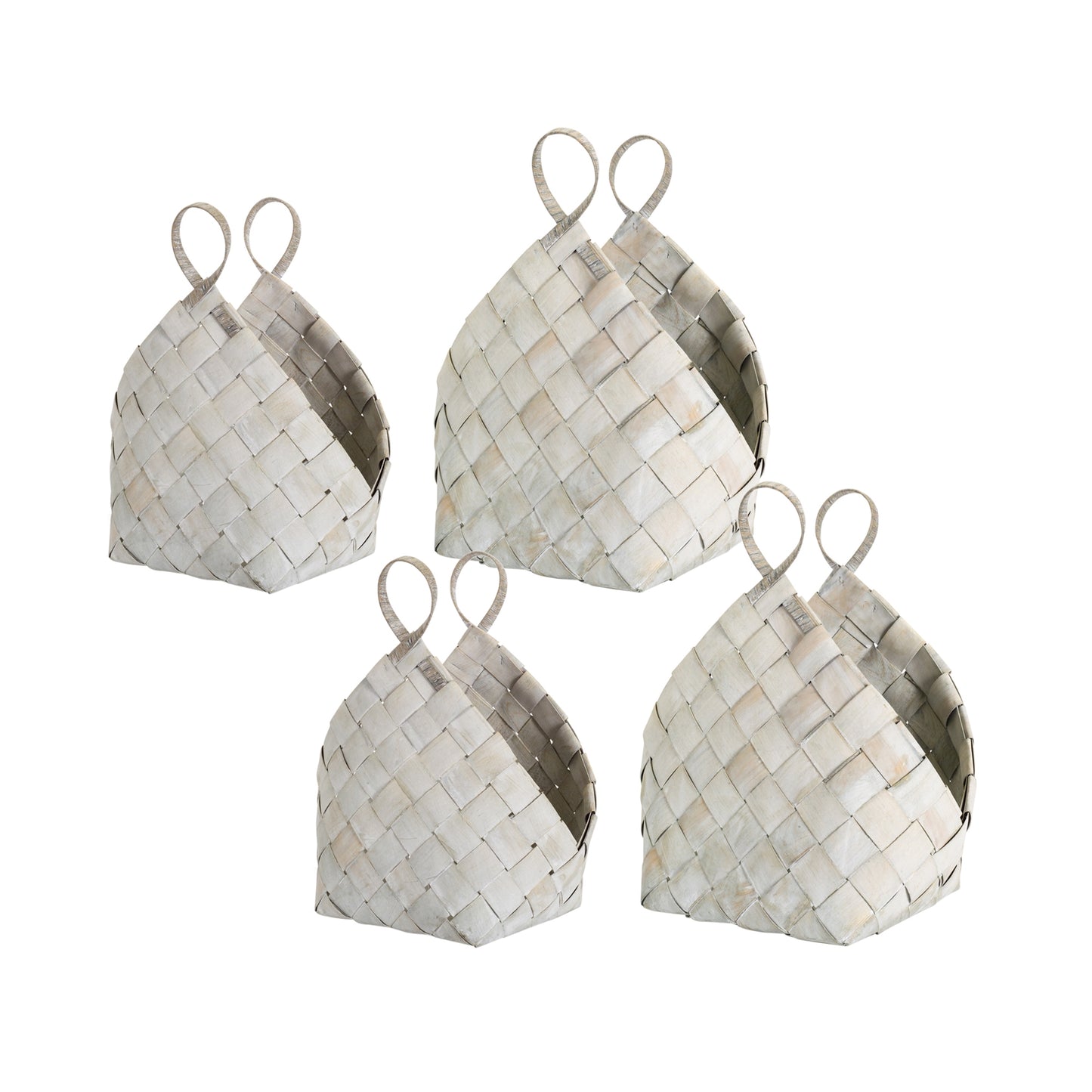 Woven Metasequoia Wood Basket with Handle Set