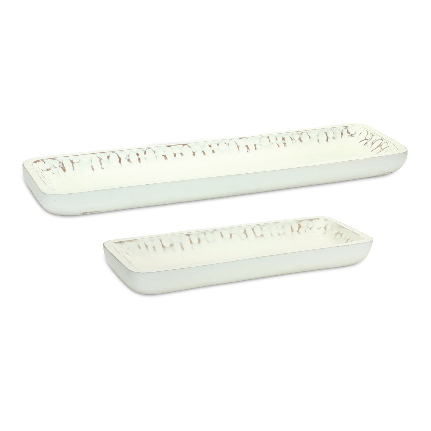 White Washed Mango Wood Tray Set