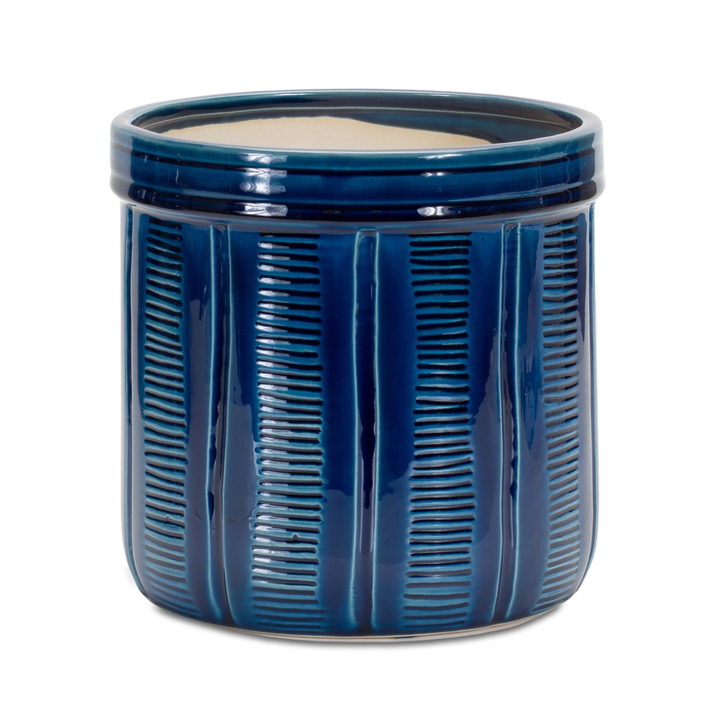 Blue Etched Terracotta Planter Set