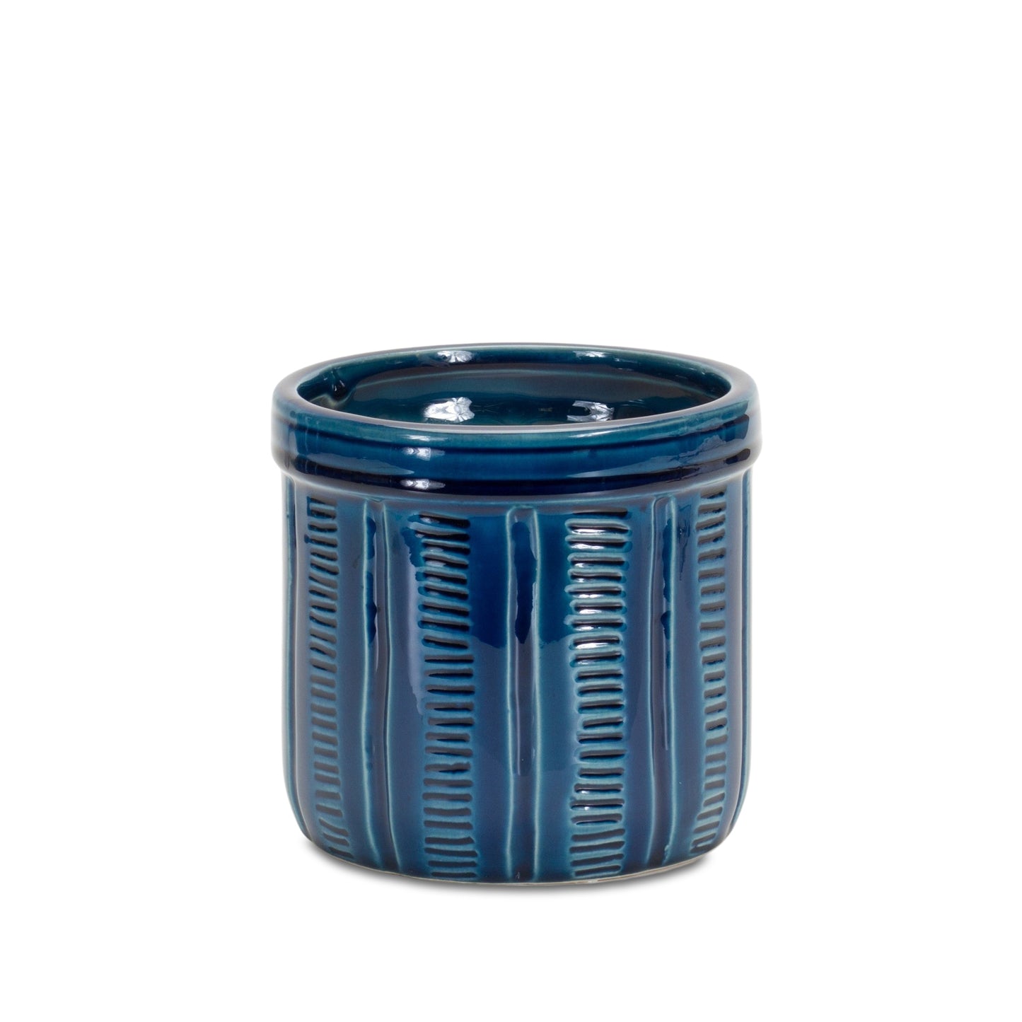Blue Etched Terracotta Planter Set