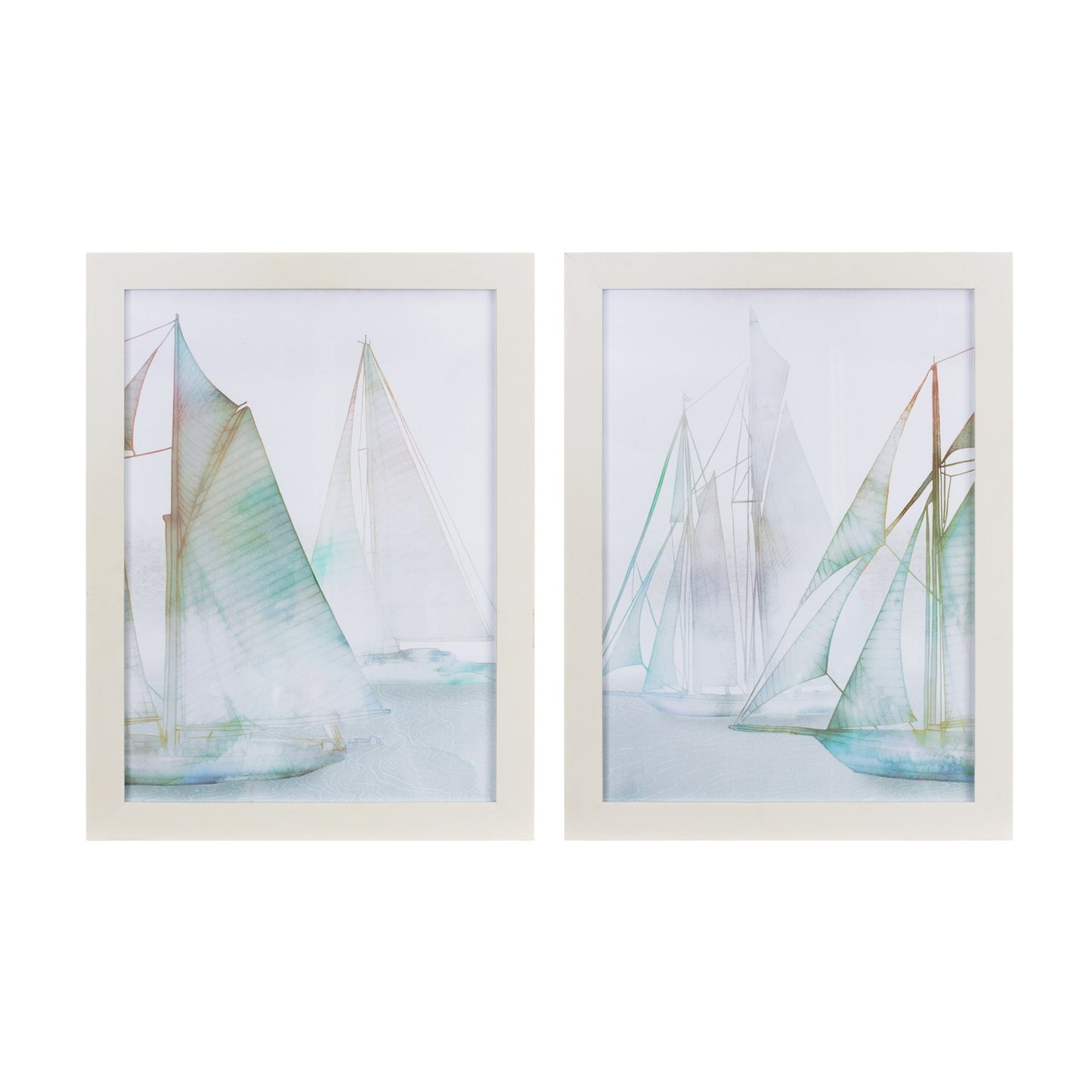 Framed Watercolor Sailboat Print Set