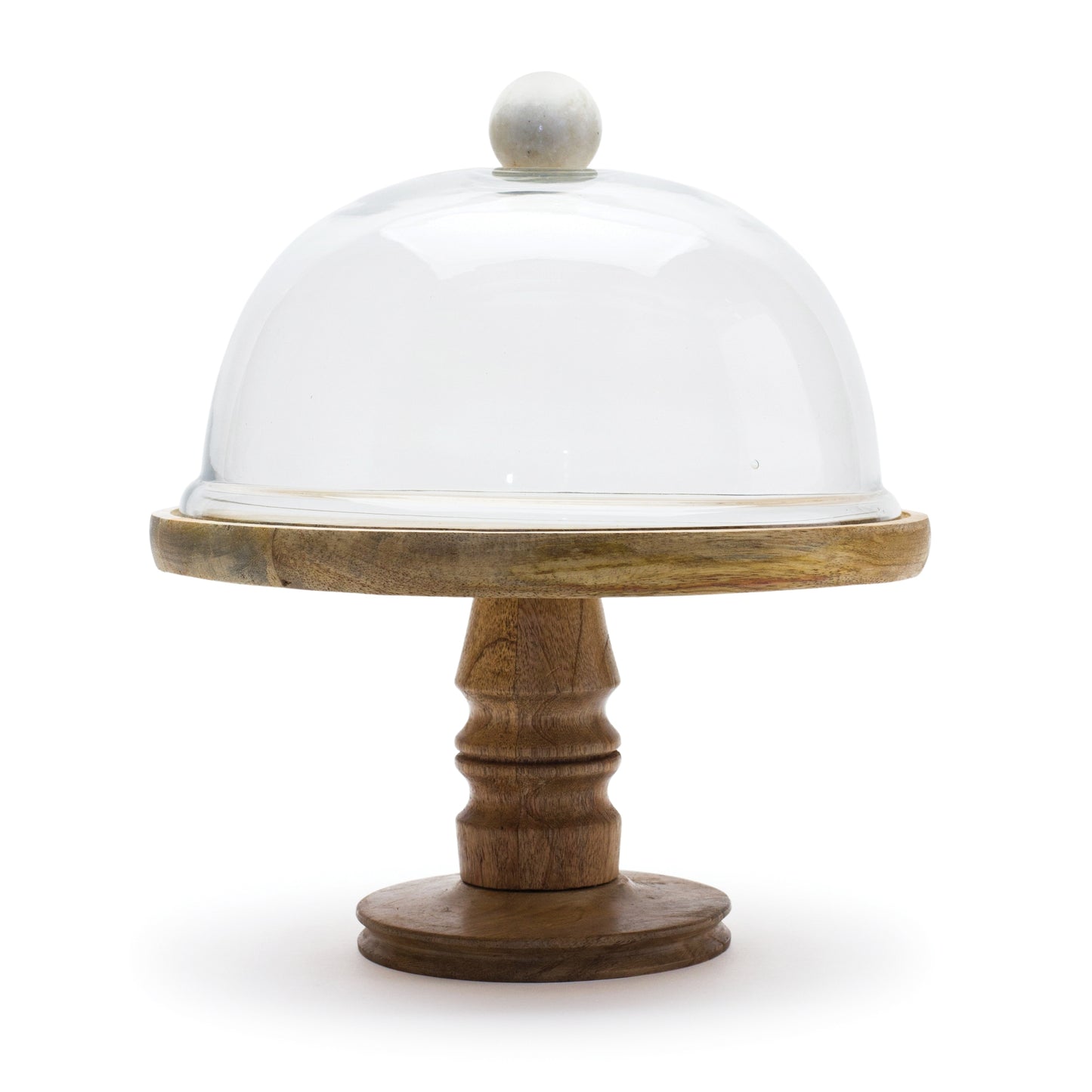 Glass Cloche with Wood Pedestal