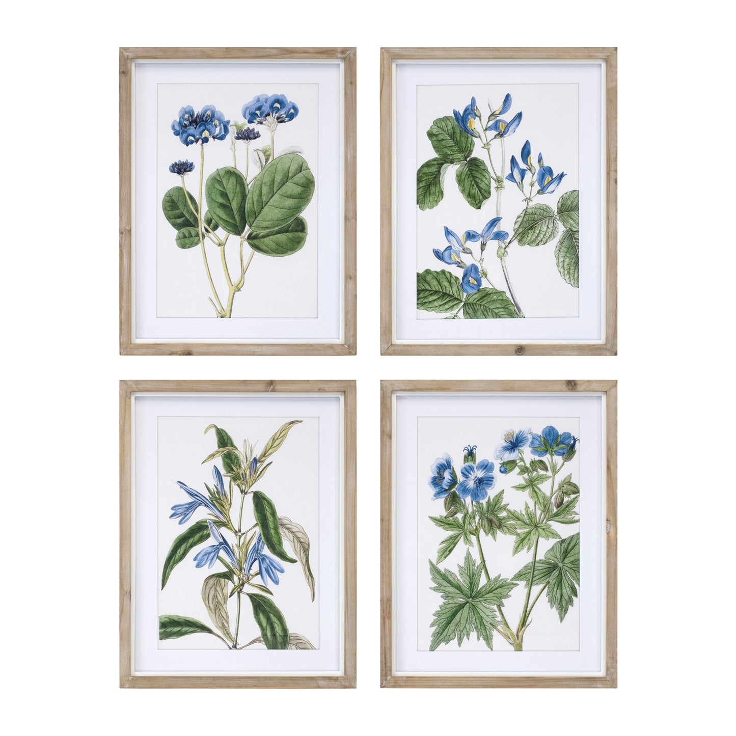 Wood Framed Floral Print Set