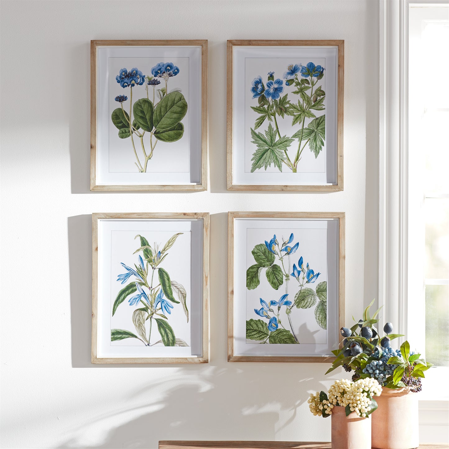 Wood Framed Floral Print Set