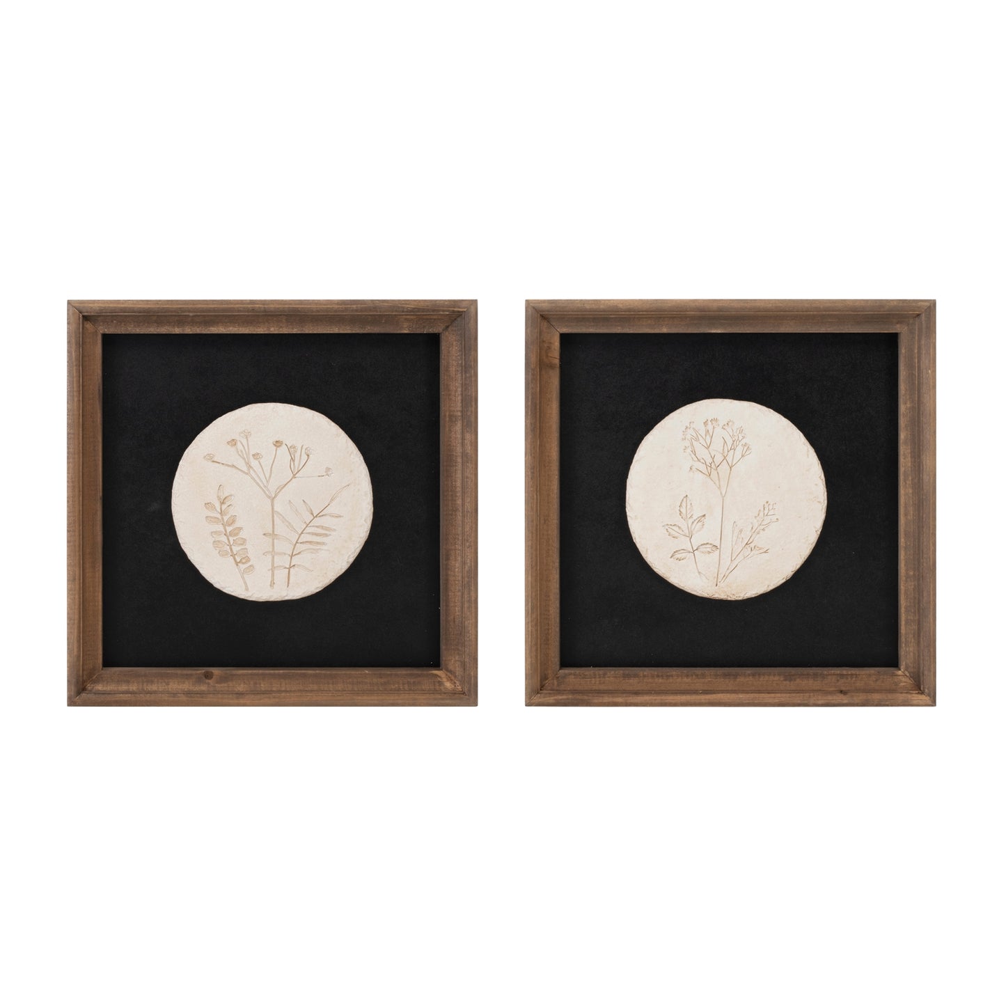 Wood Framed Floral Plaque Set