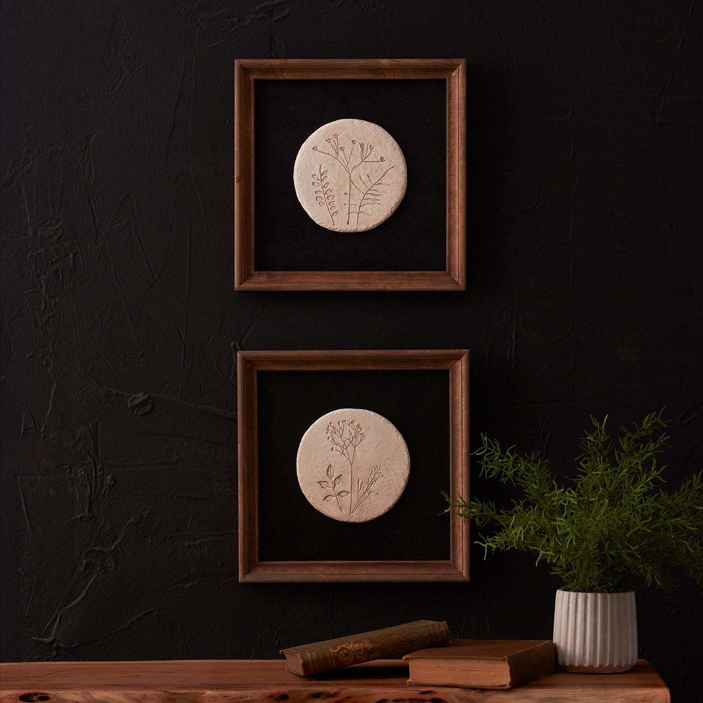 Wood Framed Floral Plaque Set