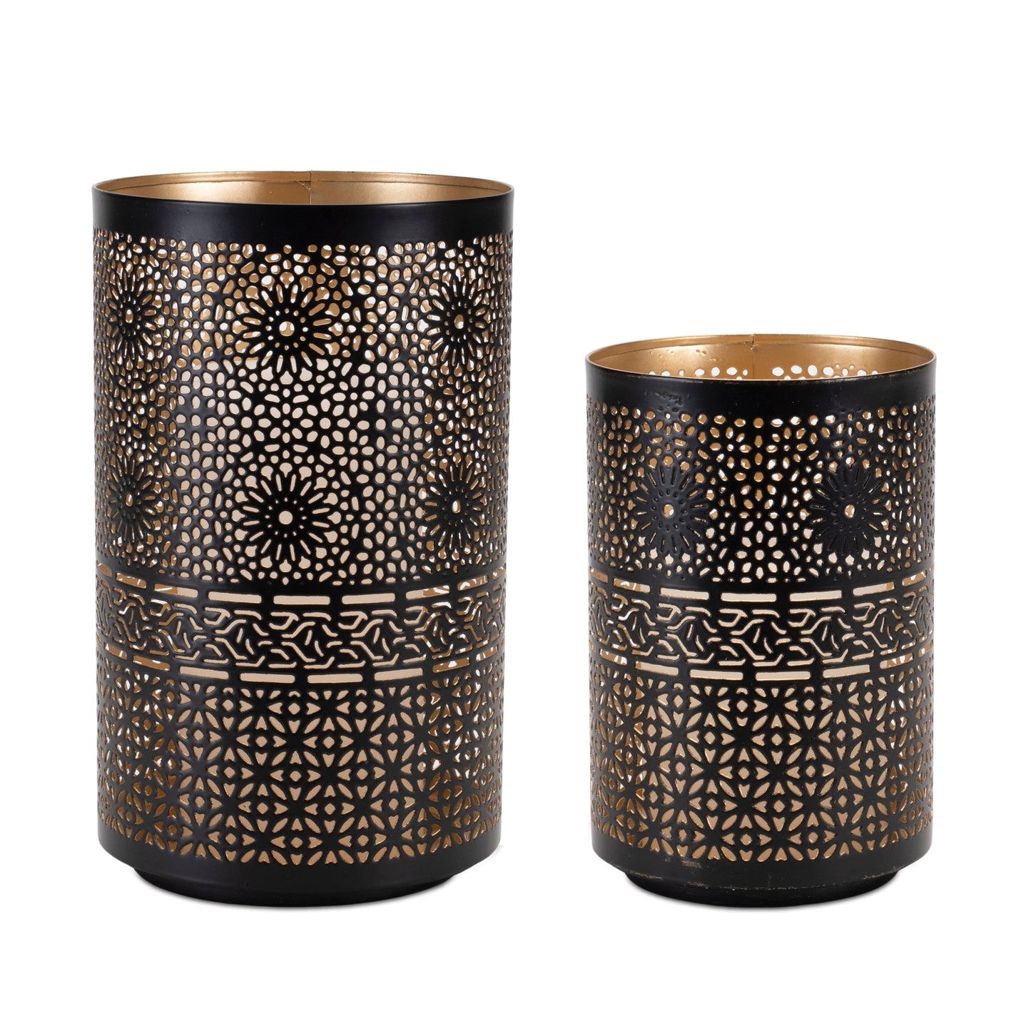 Mandala Punched Metal Candle Holder Set