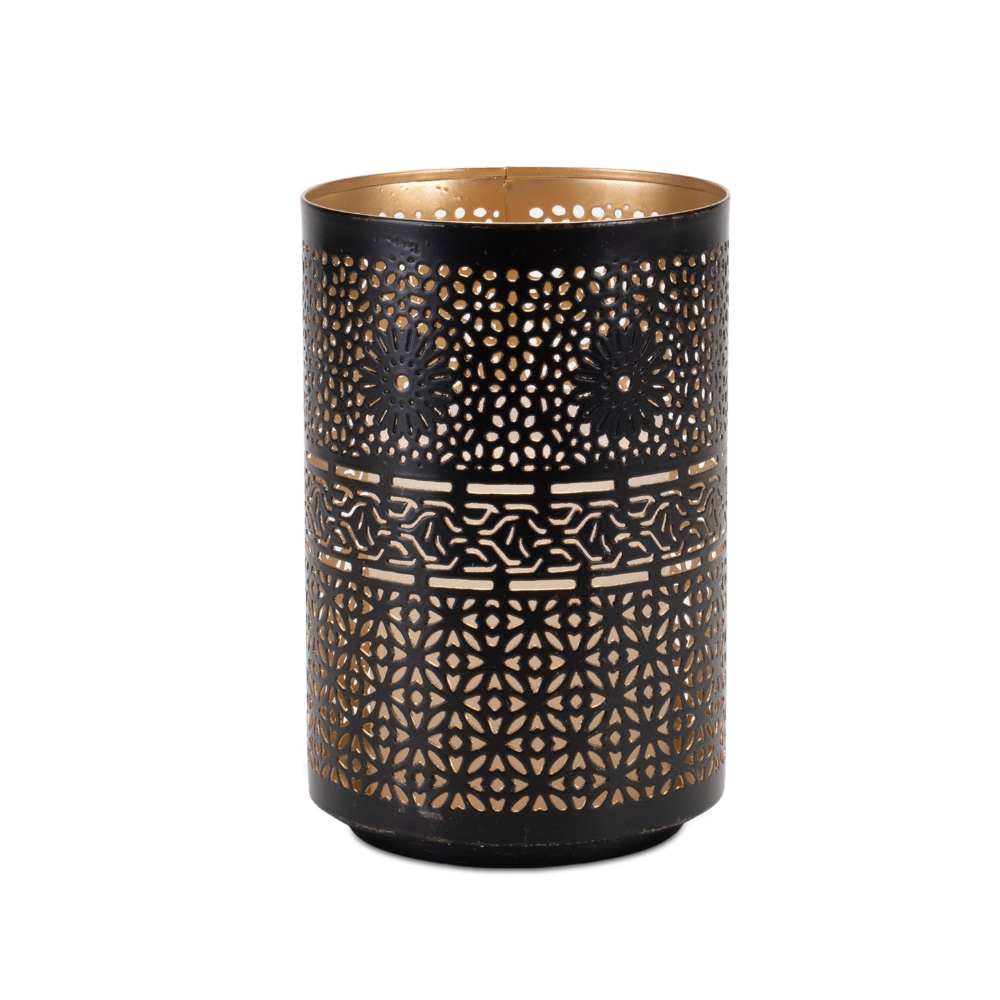Mandala Punched Metal Candle Holder Set