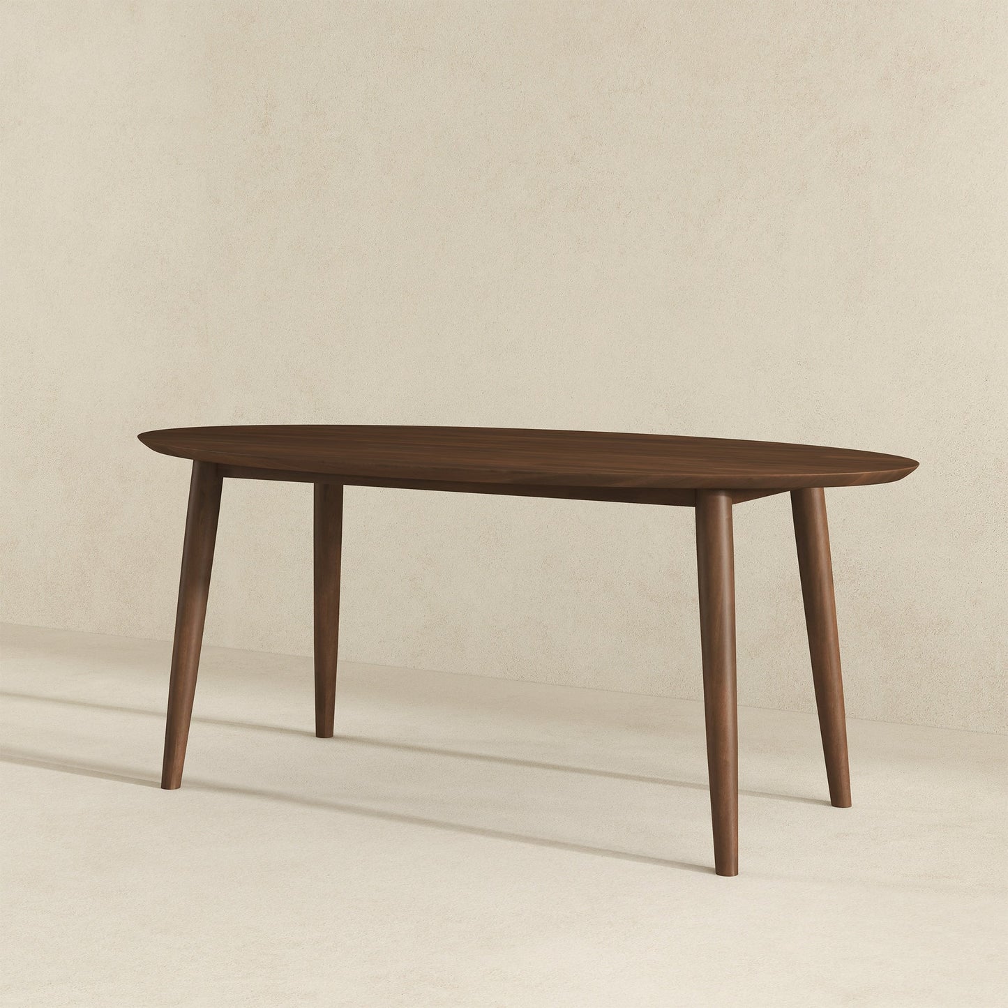 Ada Mid Century Modern Style Walnut Oval Dining Table
