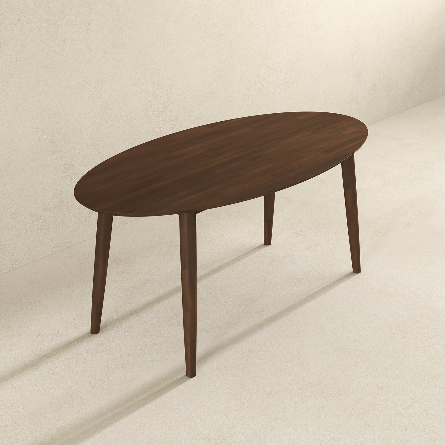 Ada Mid Century Modern Style Walnut Oval Dining Table