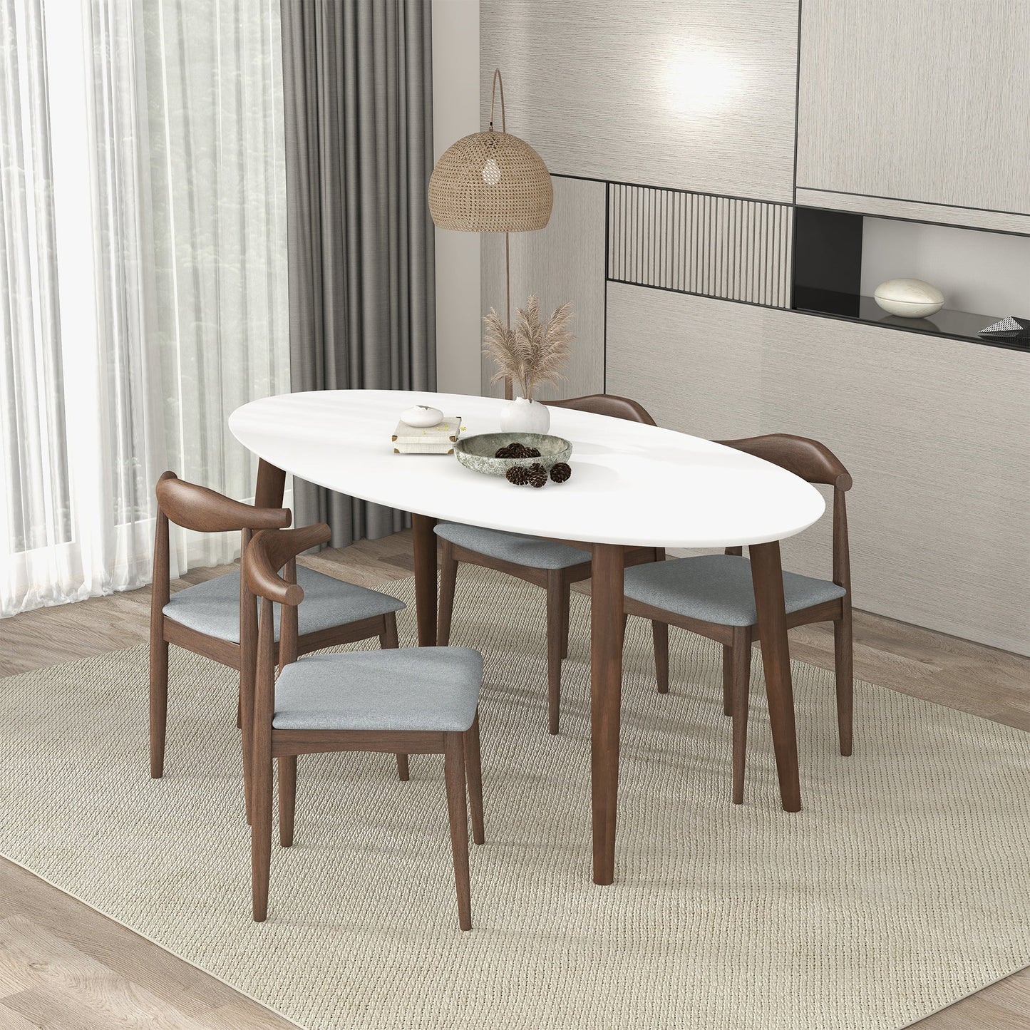 Ada Mid Century Modern Style Oval Dining Table
