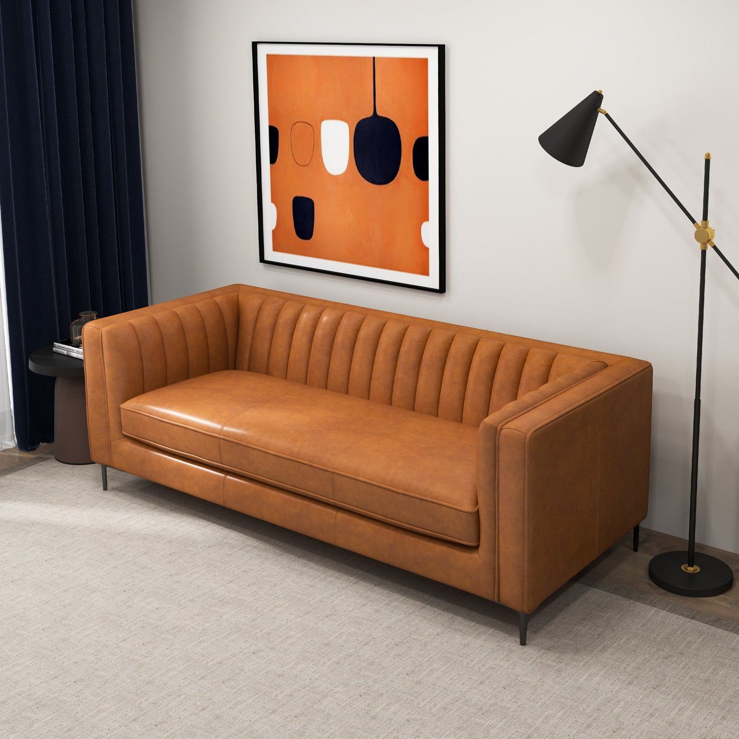 Angelina Cognac Leather Sofa