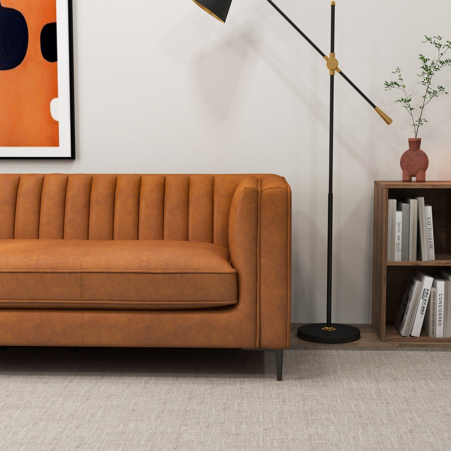 Angelina Cognac Leather Sofa
