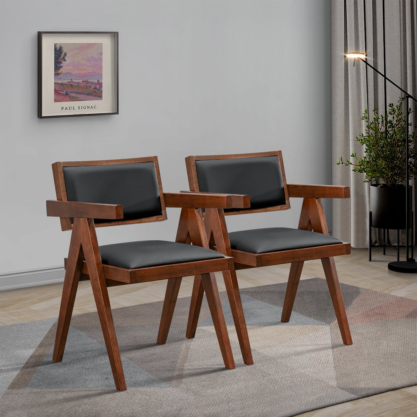 Athena Black Vegan Leather Dining Chairs