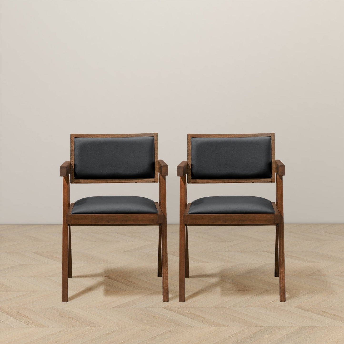 Athena Black Vegan Leather Dining Chairs