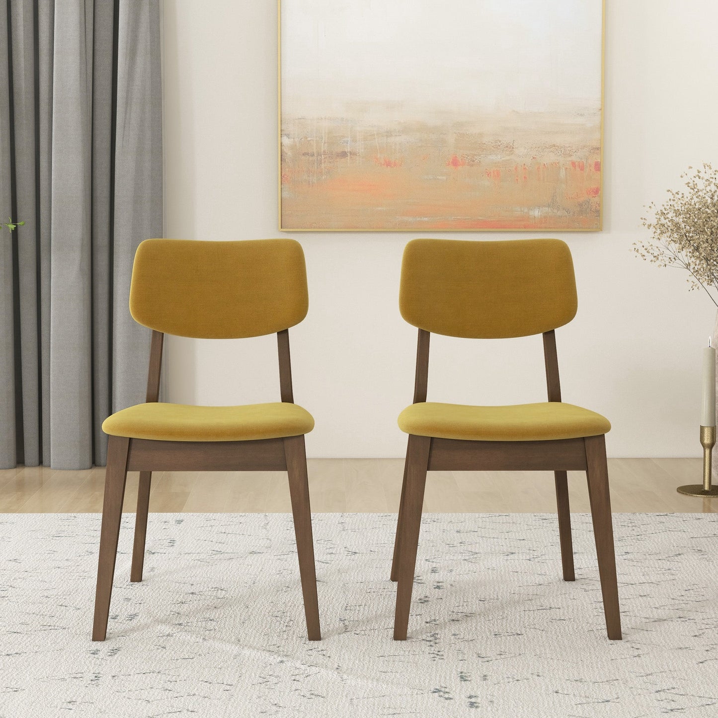 Carlos Dark Yellow Velvet Side Chairs