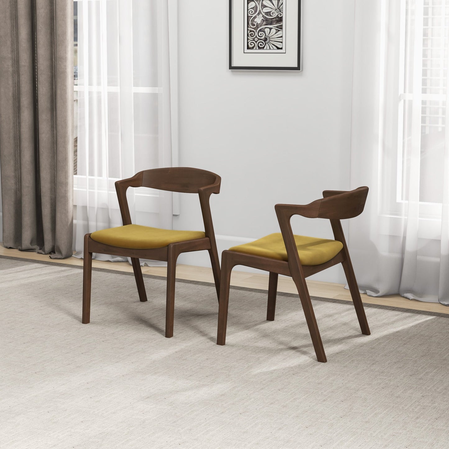 Dakota Dark Yellow Velvet Dining Chairs