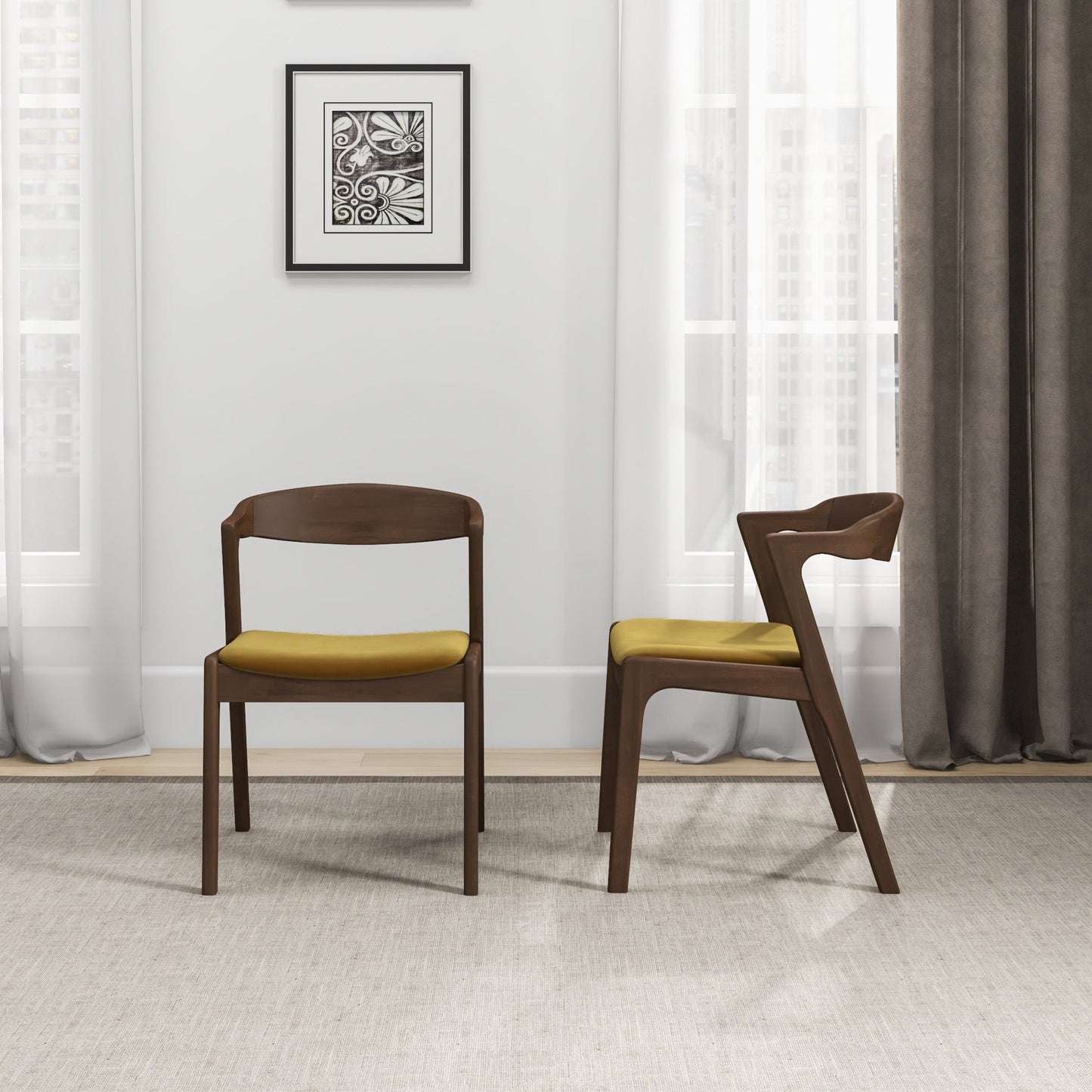 Dakota Dark Yellow Velvet Dining Chairs