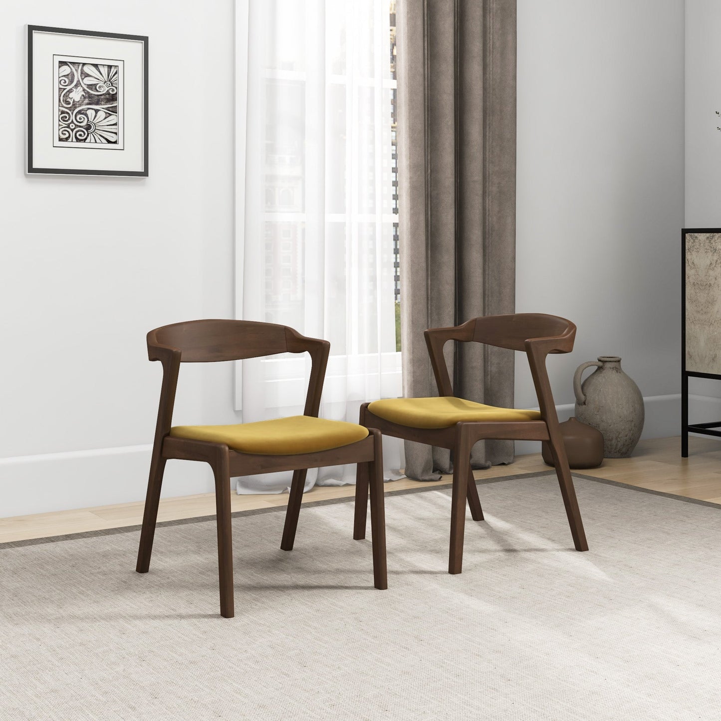 Dakota Dark Yellow Velvet Dining Chairs