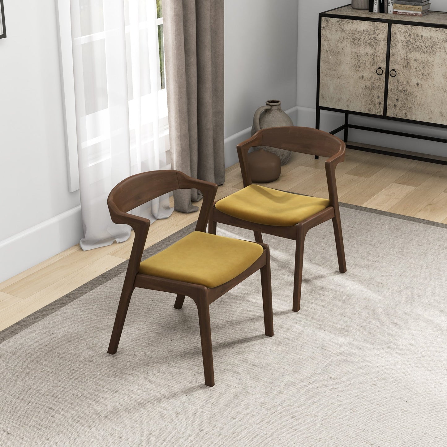 Dakota Dark Yellow Velvet Dining Chairs
