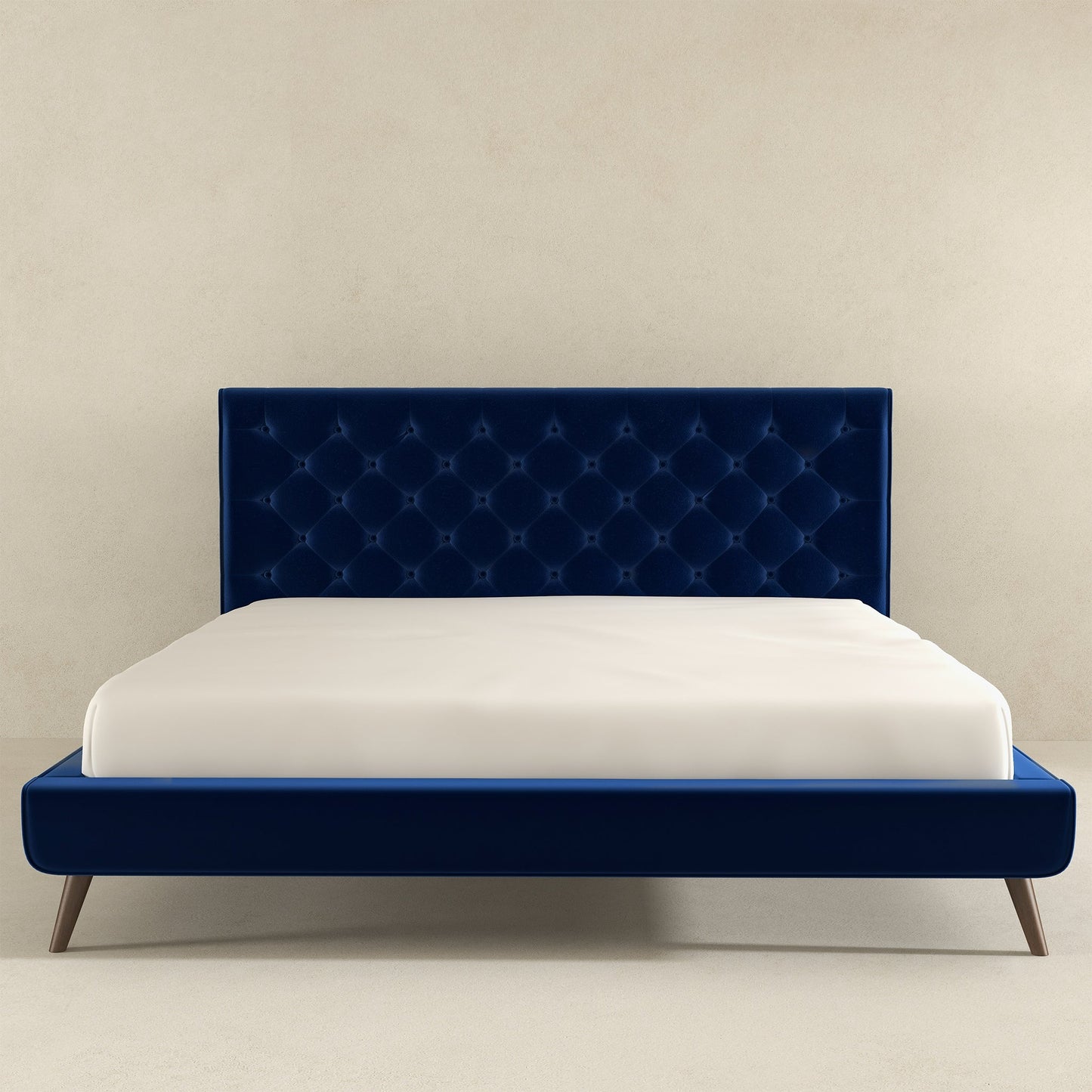 Dillon Blue Velvet Platform Bed King