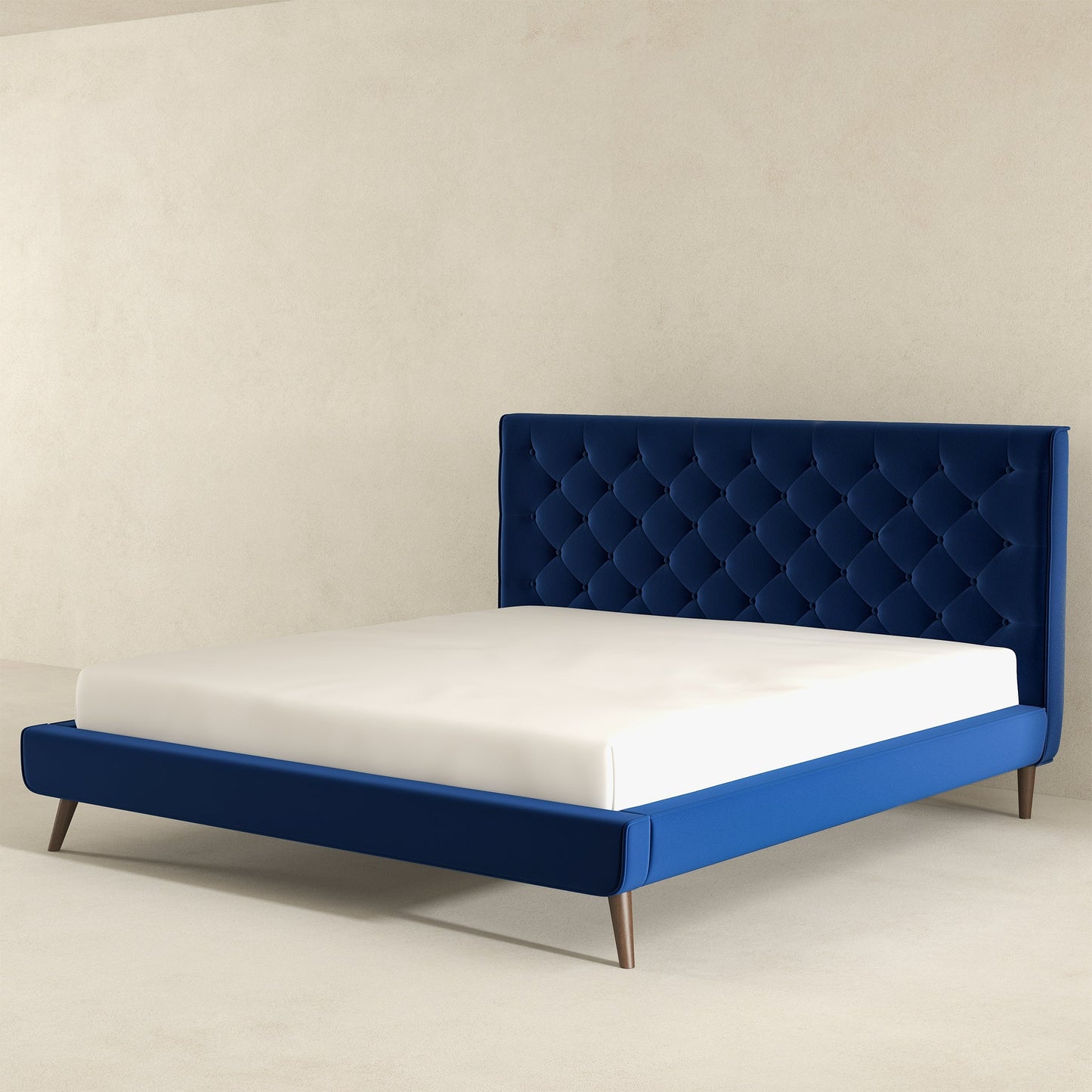 Dillon Blue Velvet Platform Bed King