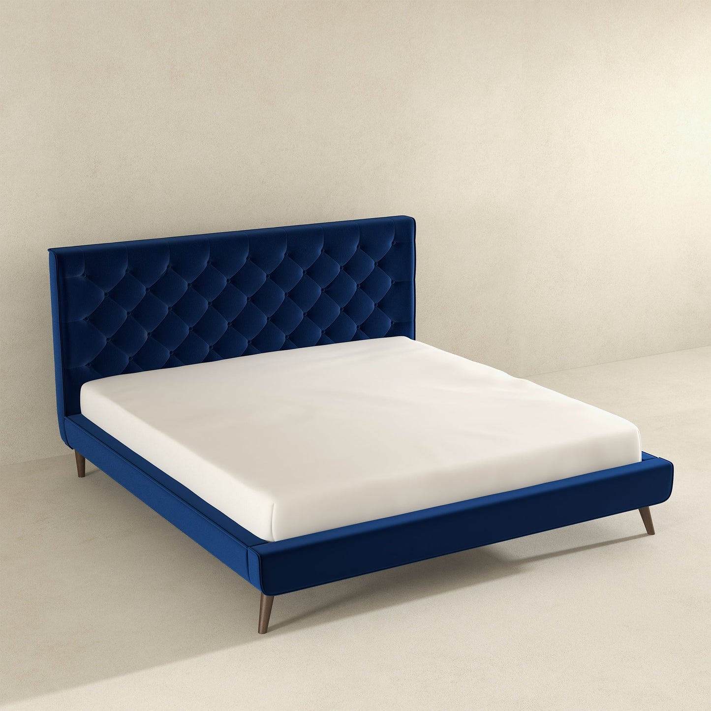Dillon Blue Velvet Platform Bed King