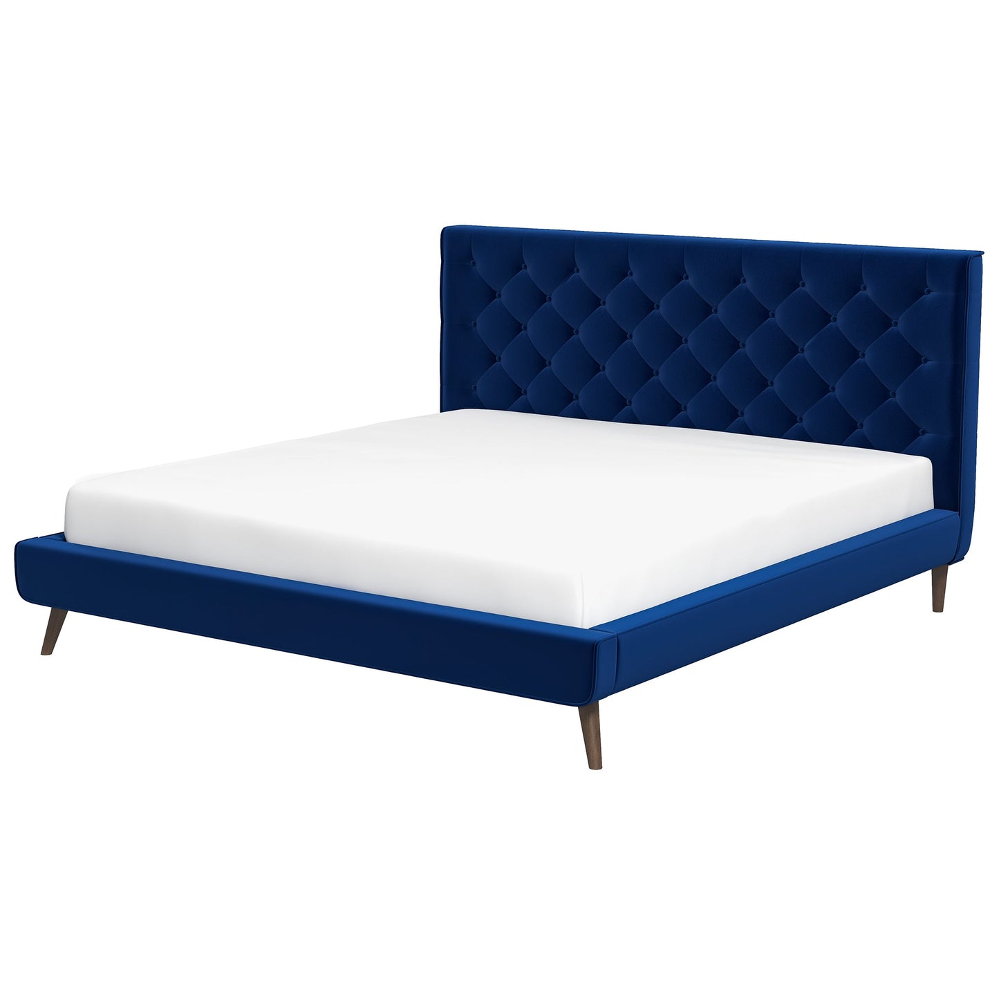 Dillon Blue Velvet Platform Bed King