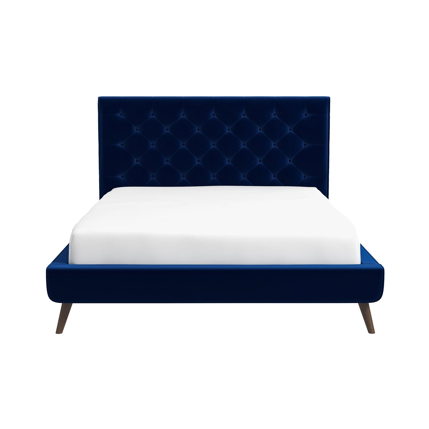 Dillon Blue Velvet Queen Platform Bed