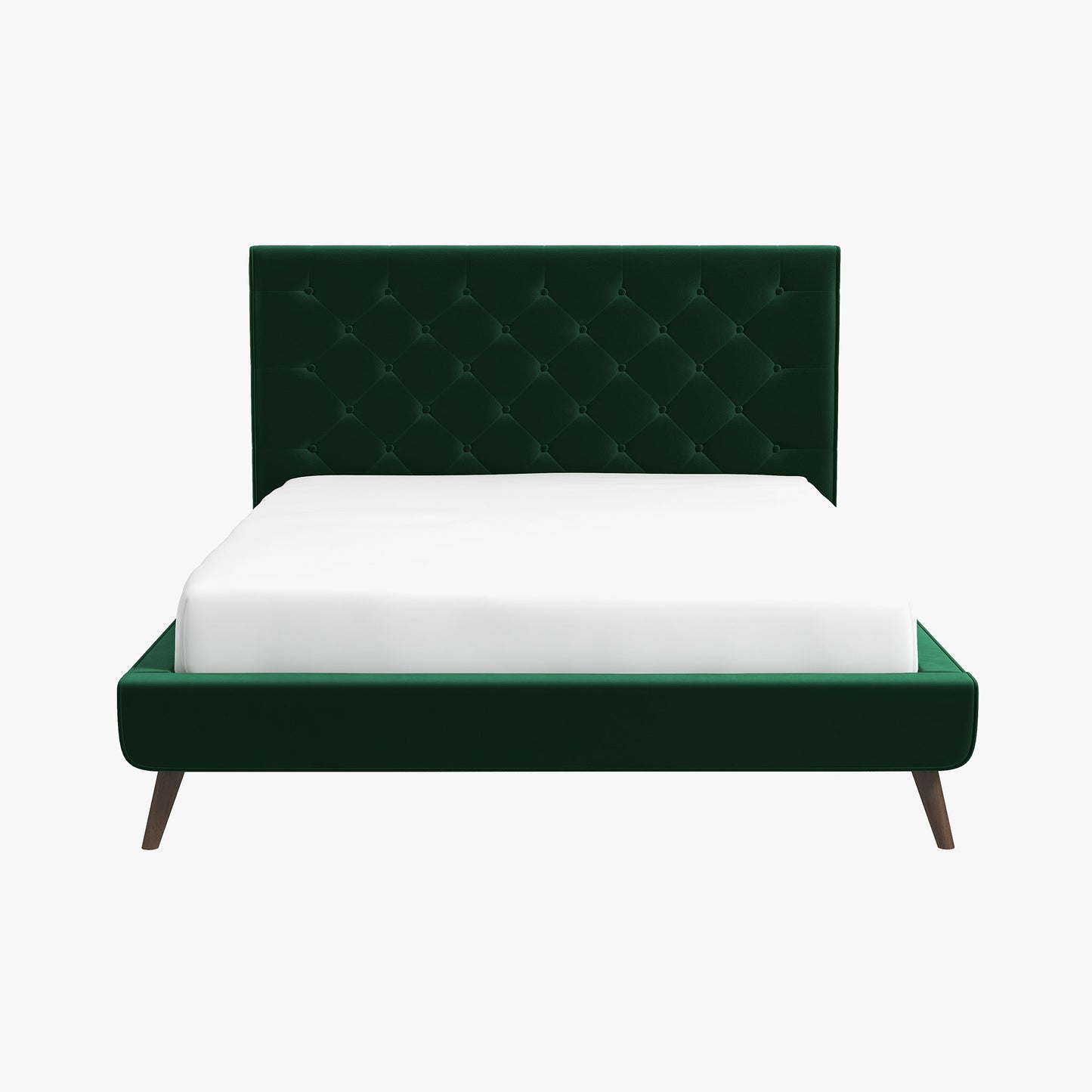 Dillon Dark Green Velvet Queen Platform Bed