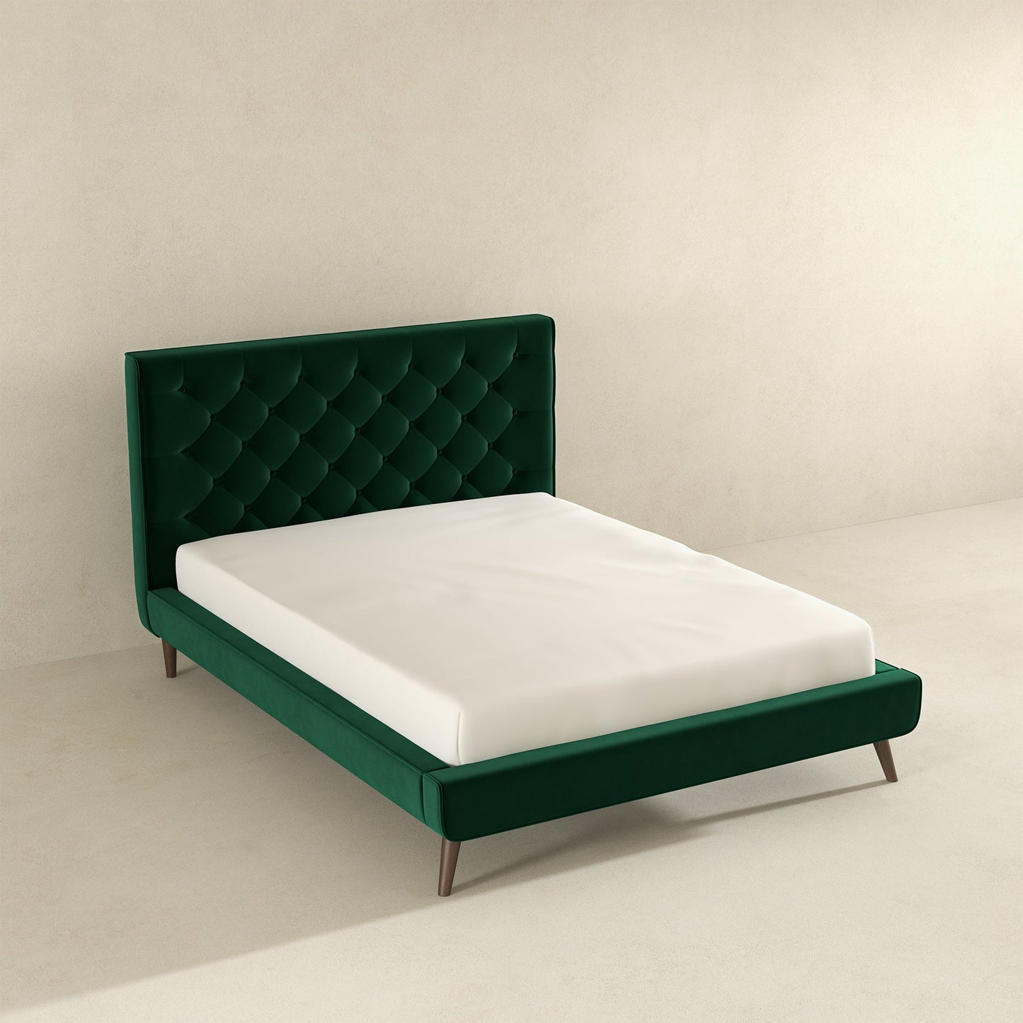 Dillon Dark Green Velvet Queen Platform Bed