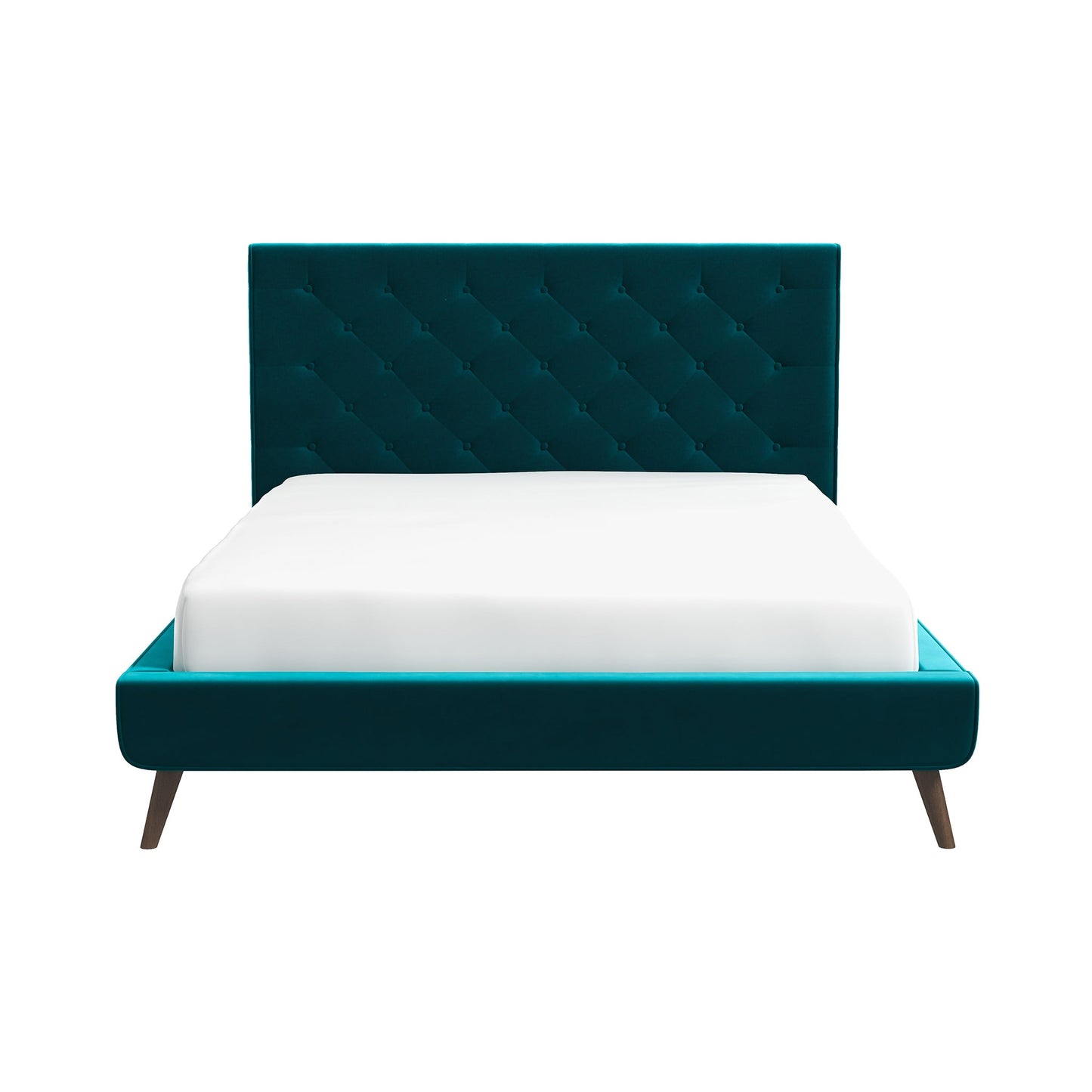 Dillon Teal Velvet Platform Bed Queen