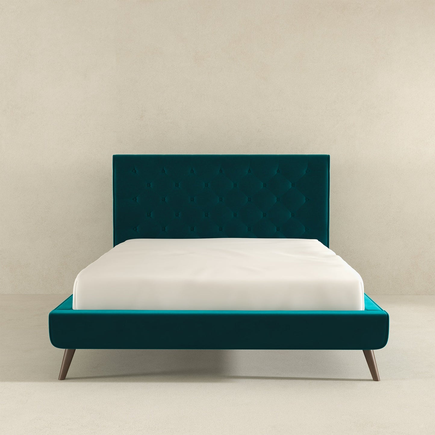 Dillon Teal Velvet Platform Bed Queen