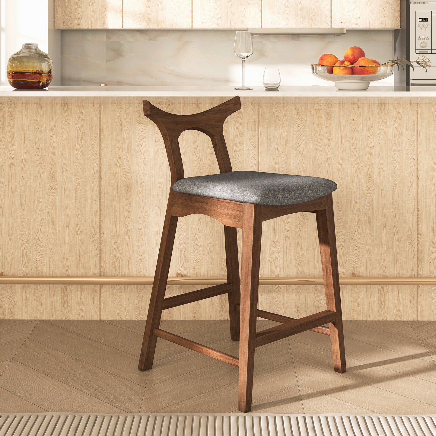 Hester Solid Wood Upholstered Square Bar Stools