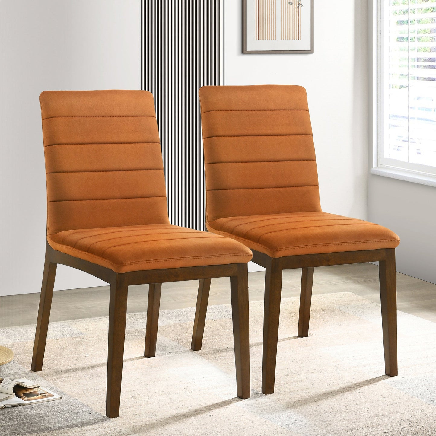 Ines Burnt Orange Velvet Dining Chairs
