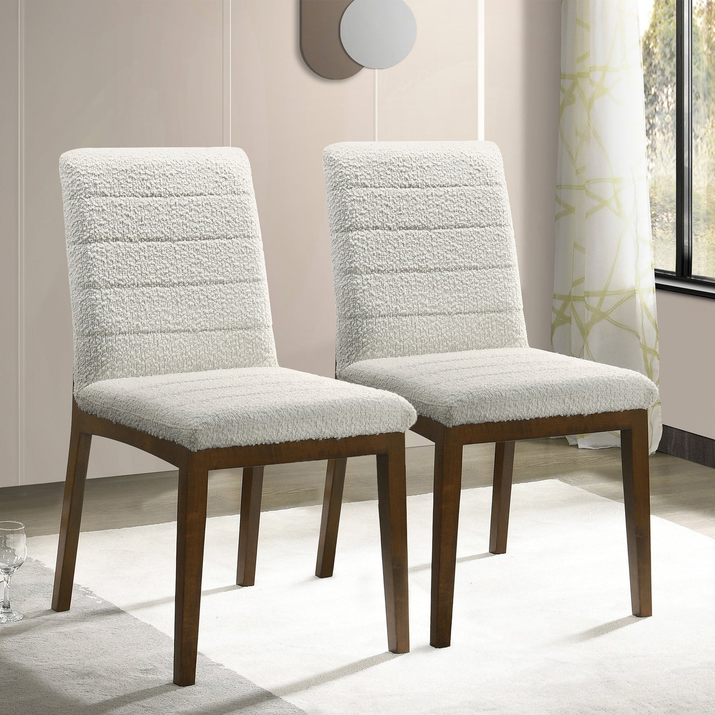 Ines White Boucle Dining Chairs