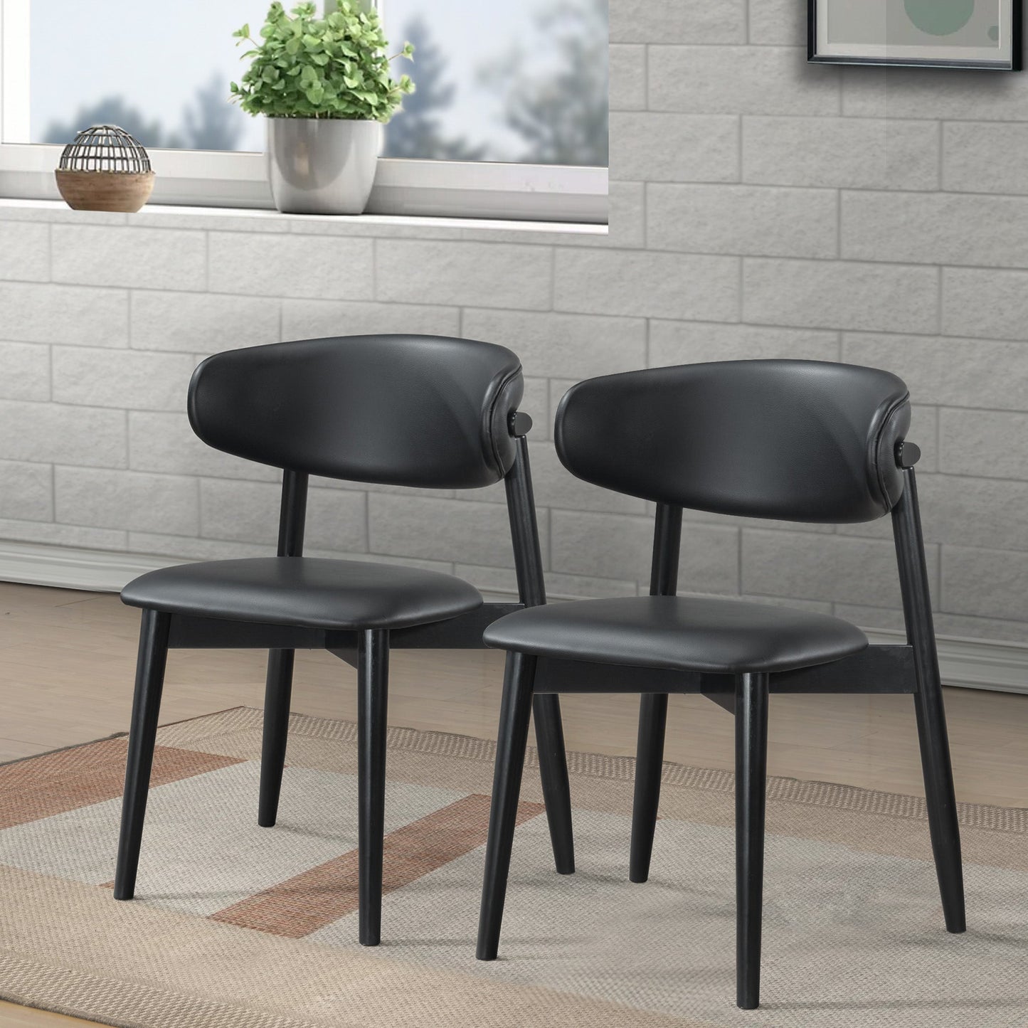 Korbin Black Vegan Leather Dining Chairs