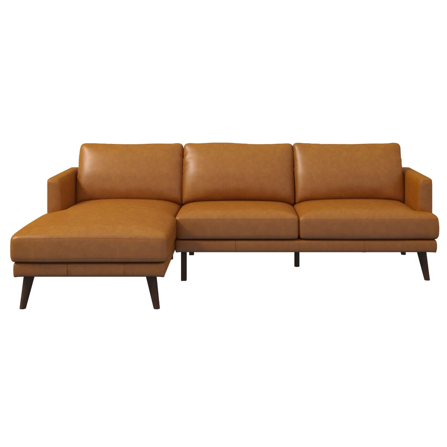 Lore  L-Shaped Genuine Leather Sectional In Tan