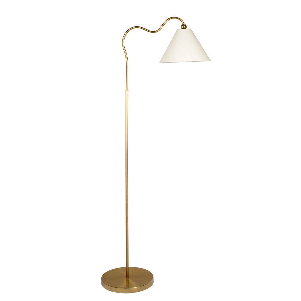 Majestic Brass Ring Base Curved Floor Lamp