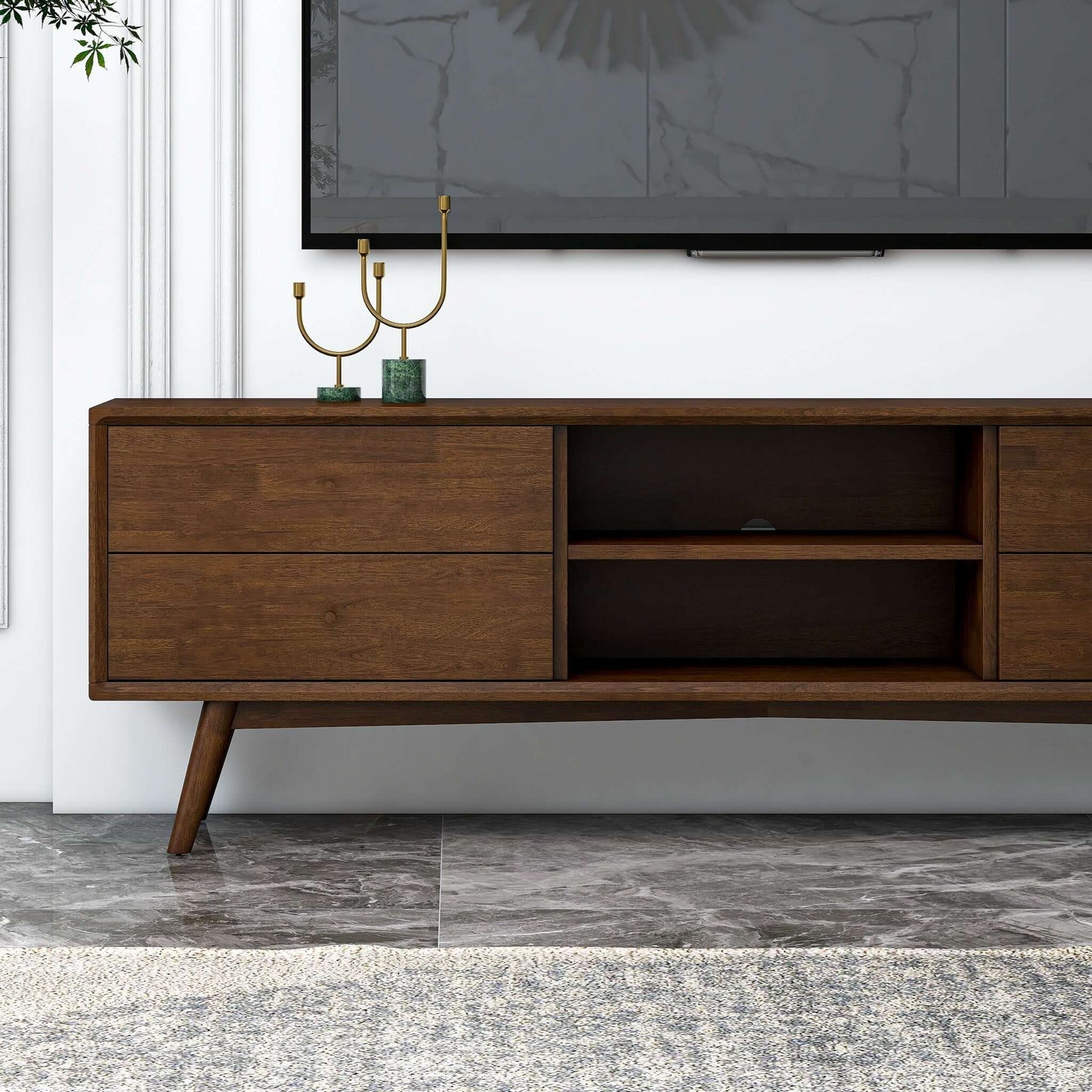 Caroline Mid Century Modern Style Walnut TV Stand