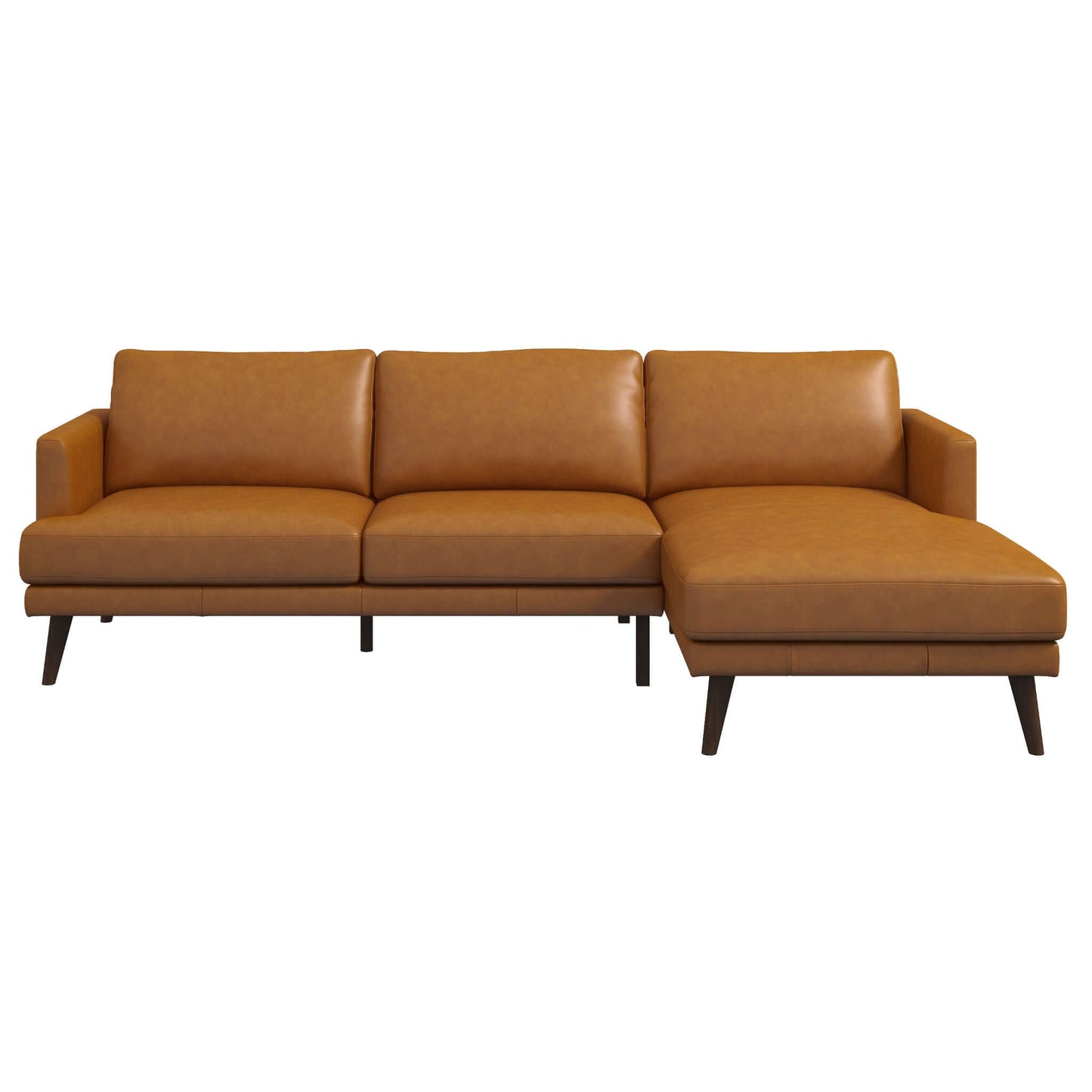 Lore  L-Shaped Genuine Leather Sectional In Tan