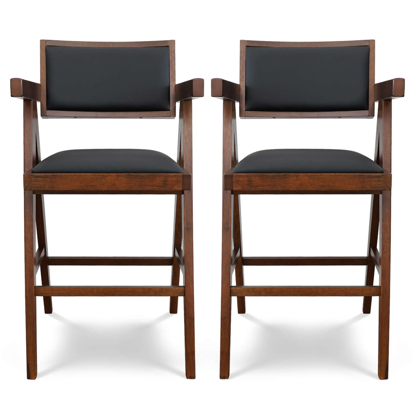 Athena Counter Chairs In Black Vegan Leather