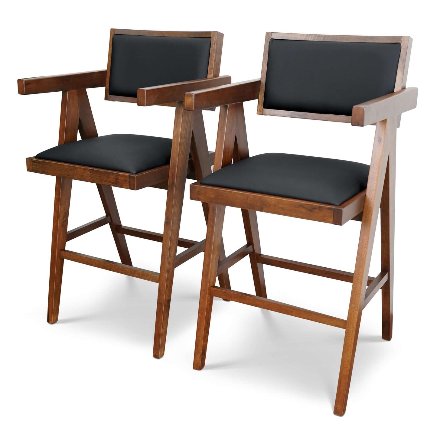 Athena Counter Chairs In Black Vegan Leather